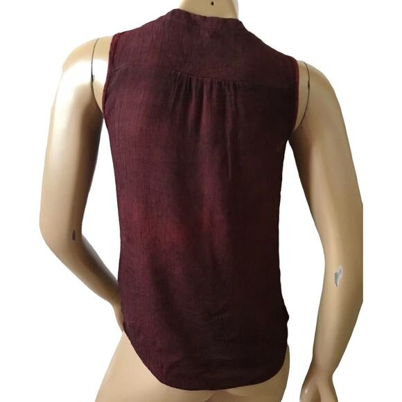 PERSEPTION CONCEPT Womens Size Small Burgundy Sleeveless Button Up Tied Shirt - Picture 3 of 5